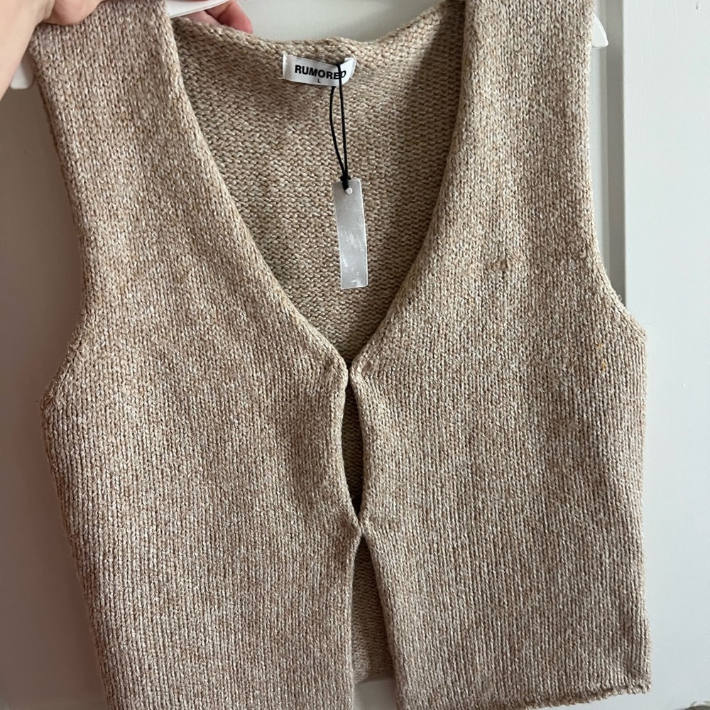 Rumored Tan Knit Sweatervest - Picture 2 of 5